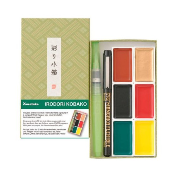 Kit Aquarela C/8 Gansai Tambi Kobako Green Mc2312 Kuretake